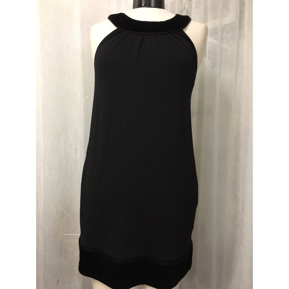 BCBGMaxazria Women's Dress Petites Black Knit with Velvet Dress Size XS P